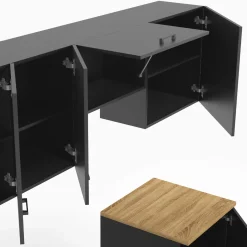 Cuisine complète 240 cm avec plan de travail bois et noir*IDMarket Outlet