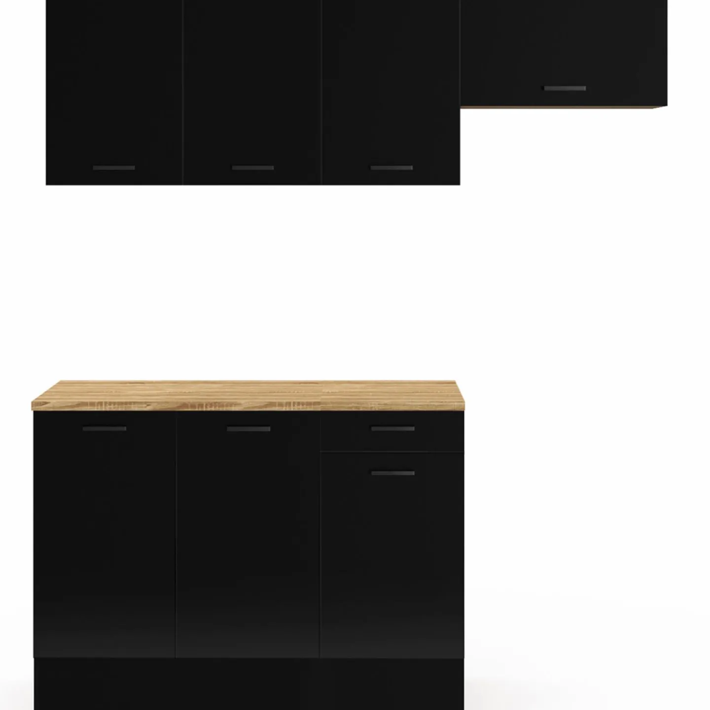 Cuisine complète 180 cm avec plan de travail bois et noir*IDMarket Clearance