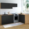 Cuisine d'angle complète bois et noir 400 cm 7 éléments*IDMarket New