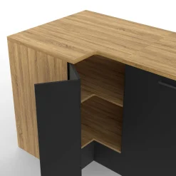 Cuisine d'angle complète bois et noir 400 cm 7 éléments*IDMarket New