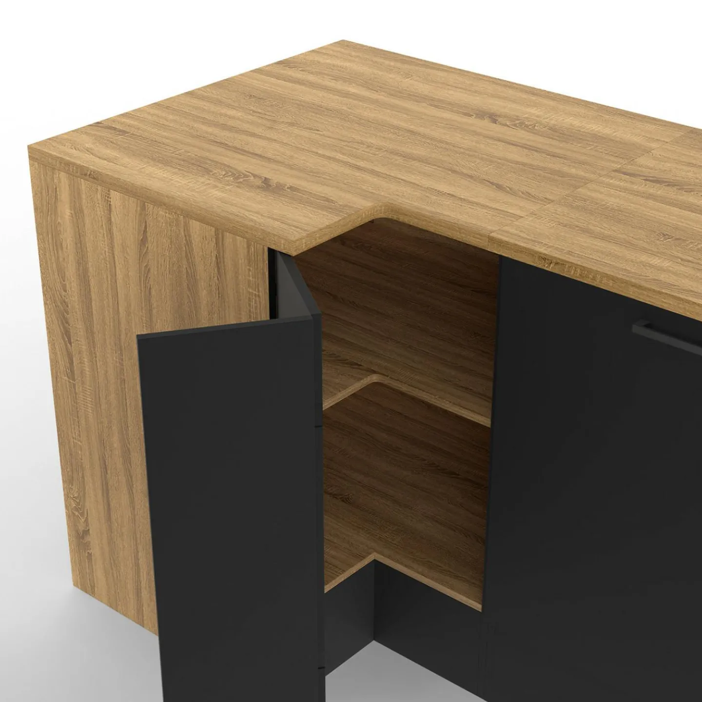 Cuisine d'angle complète bois et noir 400 cm 7 éléments*IDMarket New