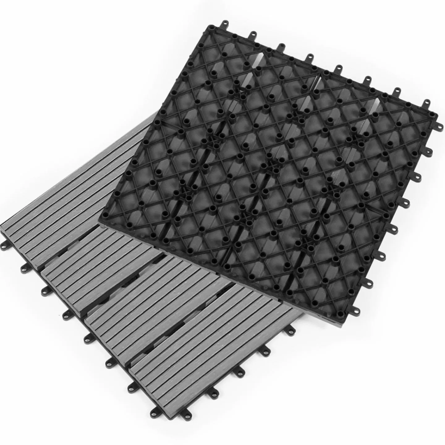 Dalles composite clipsables 30x30 CM en bois gris*IDMarket Online