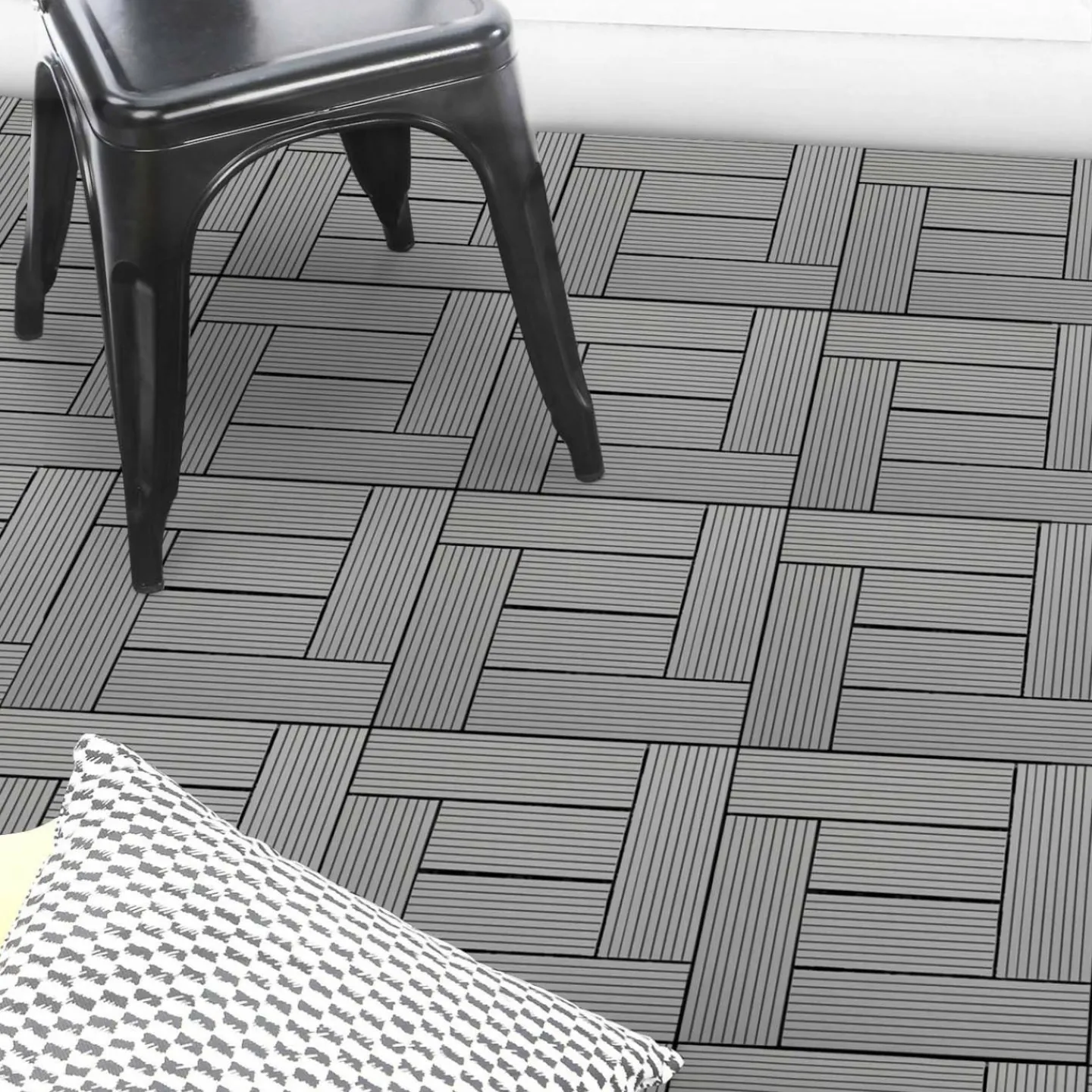 Dalles de terrasse mosaïques clipsables bois composite gris 30 x 30 cm*IDMarket