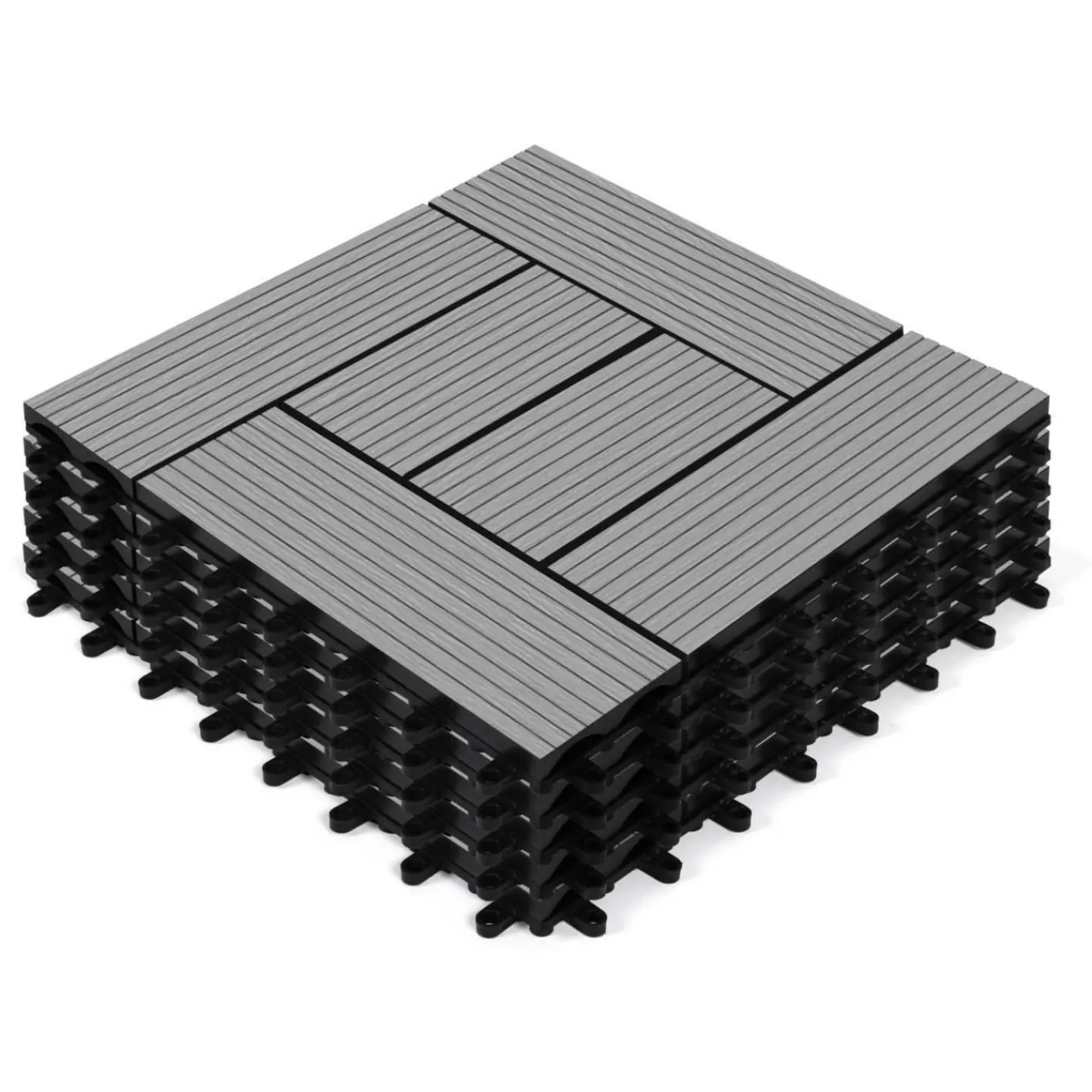 Dalles de terrasse mosaïques clipsables bois composite gris 30 x 30 cm*IDMarket