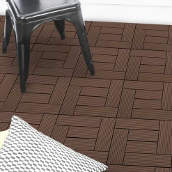 Dalles de terrasse mosaïques clipsables bois composite taupe 30 x 30 cm*IDMarket Clearance