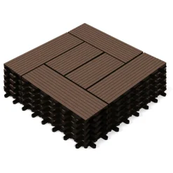 Dalles de terrasse mosaïques clipsables bois composite taupe 30 x 30 cm*IDMarket Clearance