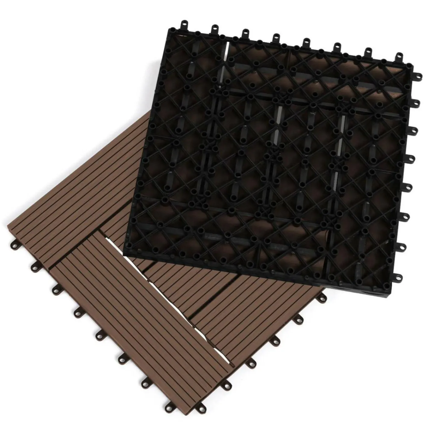 Dalles de terrasse mosaïques clipsables bois composite taupe 30 x 30 cm*IDMarket Clearance
