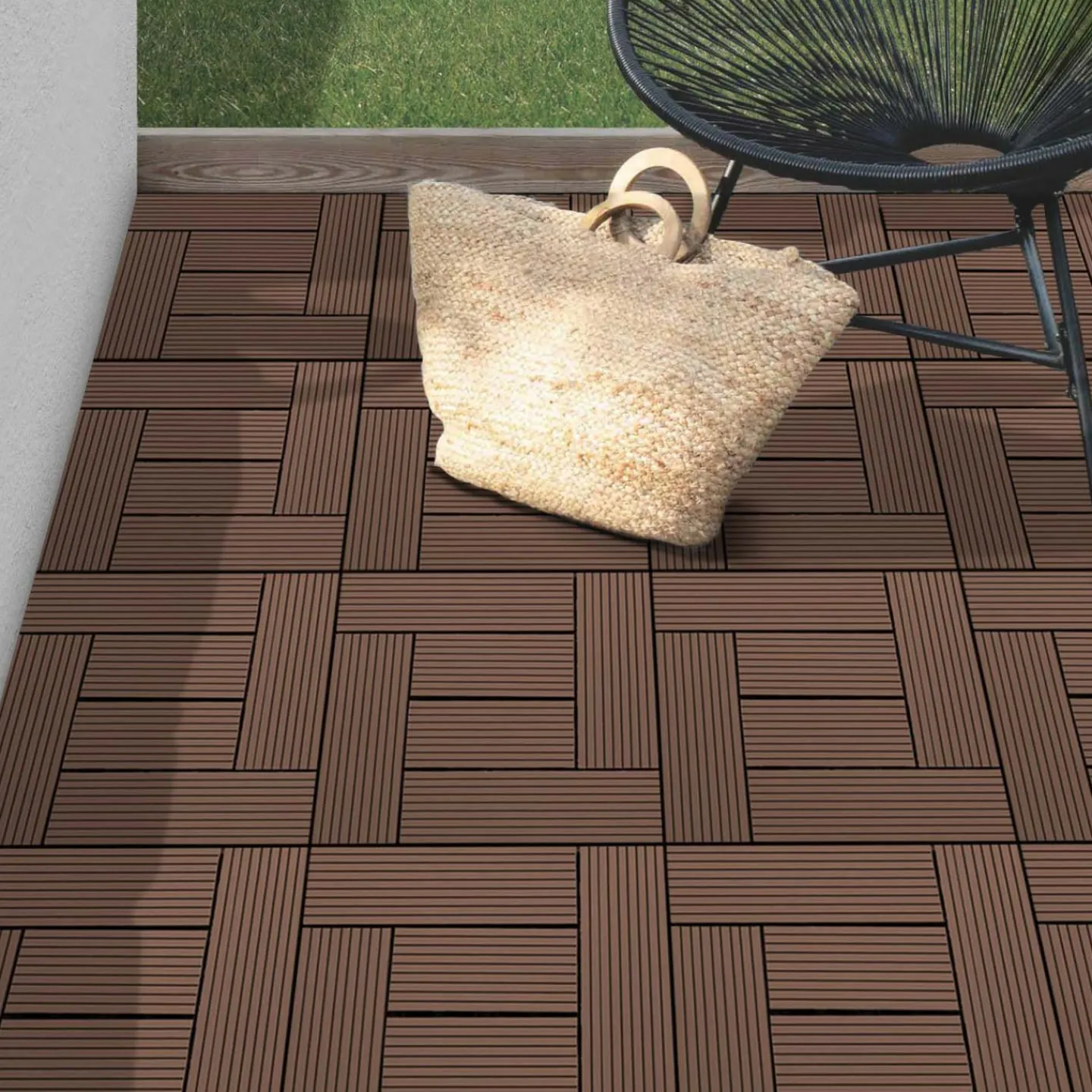 Dalles de terrasse mosaïques clipsables bois composite taupe 30 x 30 cm*IDMarket Clearance