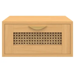 de 2 tables de chevet murables 1 tiroir étagère suspendue cannage et bois*IDMarket