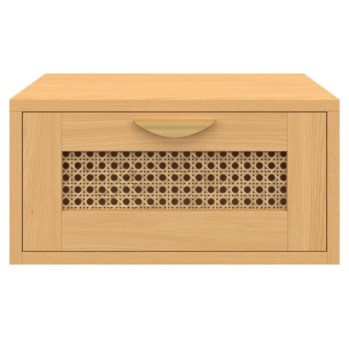 de 2 tables de chevet murables 1 tiroir étagère suspendue cannage et bois*IDMarket