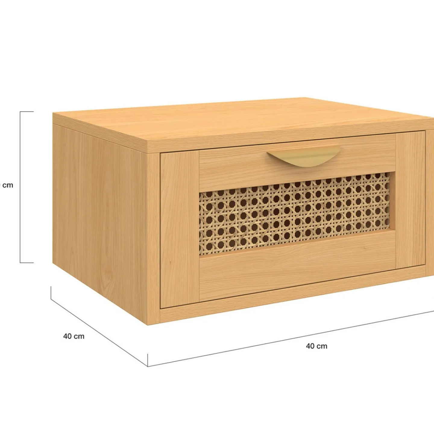 de 2 tables de chevet murables 1 tiroir étagère suspendue cannage et bois*IDMarket
