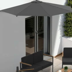 Demi parasol de balcon plage CORTE gris 2,7x1,35 M avec housse*IDMarket Online