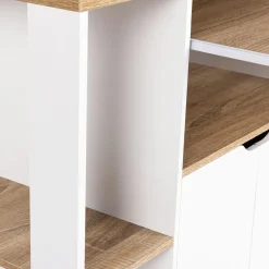 Desserte à roulettes bois blanc et plateaux façon hêtre 76 cm*IDMarket Outlet