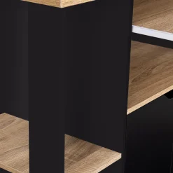 Desserte à roulettes bois noir et plateaux façon hêtre 76 cm*IDMarket Outlet