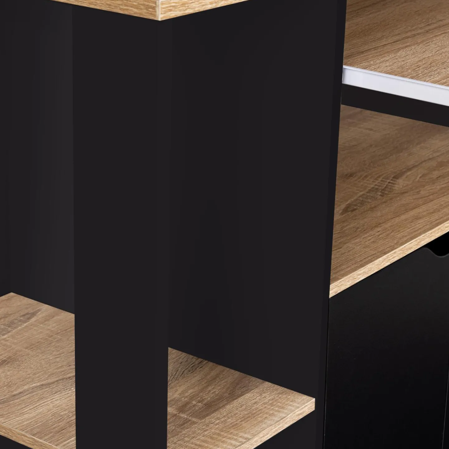 Desserte à roulettes bois noir et plateaux façon hêtre 76 cm*IDMarket Outlet