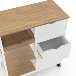 Desserte de cuisine 3 paniers + 1 plateau amovibe blanc et effet hêtre L 76 cm*IDMarket Online