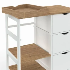 Desserte de cuisine 3 paniers + 1 plateau amovibe blanc et effet hêtre L 76 cm*IDMarket Online