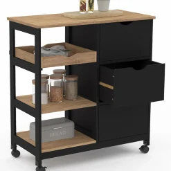 Desserte de cuisine 3 paniers et 1 plateau amovible L.76 CM*IDMarket Online