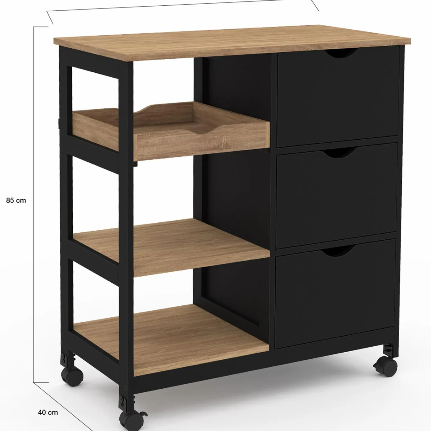 Desserte de cuisine 3 paniers et 1 plateau amovible L.76 CM*IDMarket Online