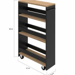 Desserte de cuisine avec chariot de rangement à étages*IDMarket