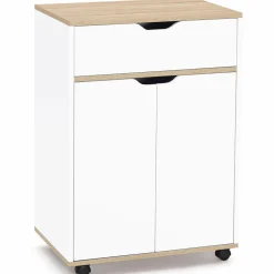 Desserte de cuisine bois blanc avec 1 grand placard + 1 tiroir*IDMarket Outlet