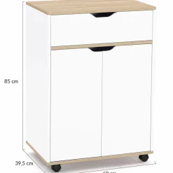 Desserte de cuisine bois blanc avec 1 grand placard + 1 tiroir*IDMarket Outlet