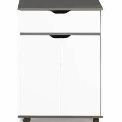 Desserte de cuisine bois blanc et plateaux gris*IDMarket