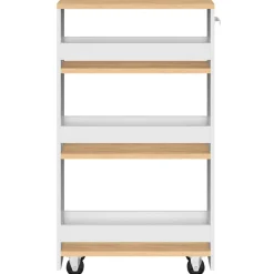 Desserte de cuisine gain de place blanc et façon hêtre*IDMarket New