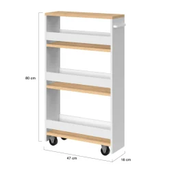 Desserte de cuisine gain de place blanc et façon hêtre*IDMarket New