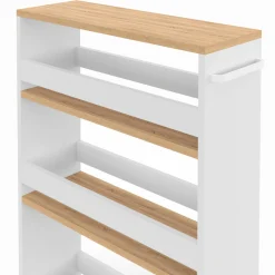 Desserte de cuisine gain de place blanc et façon hêtre*IDMarket New