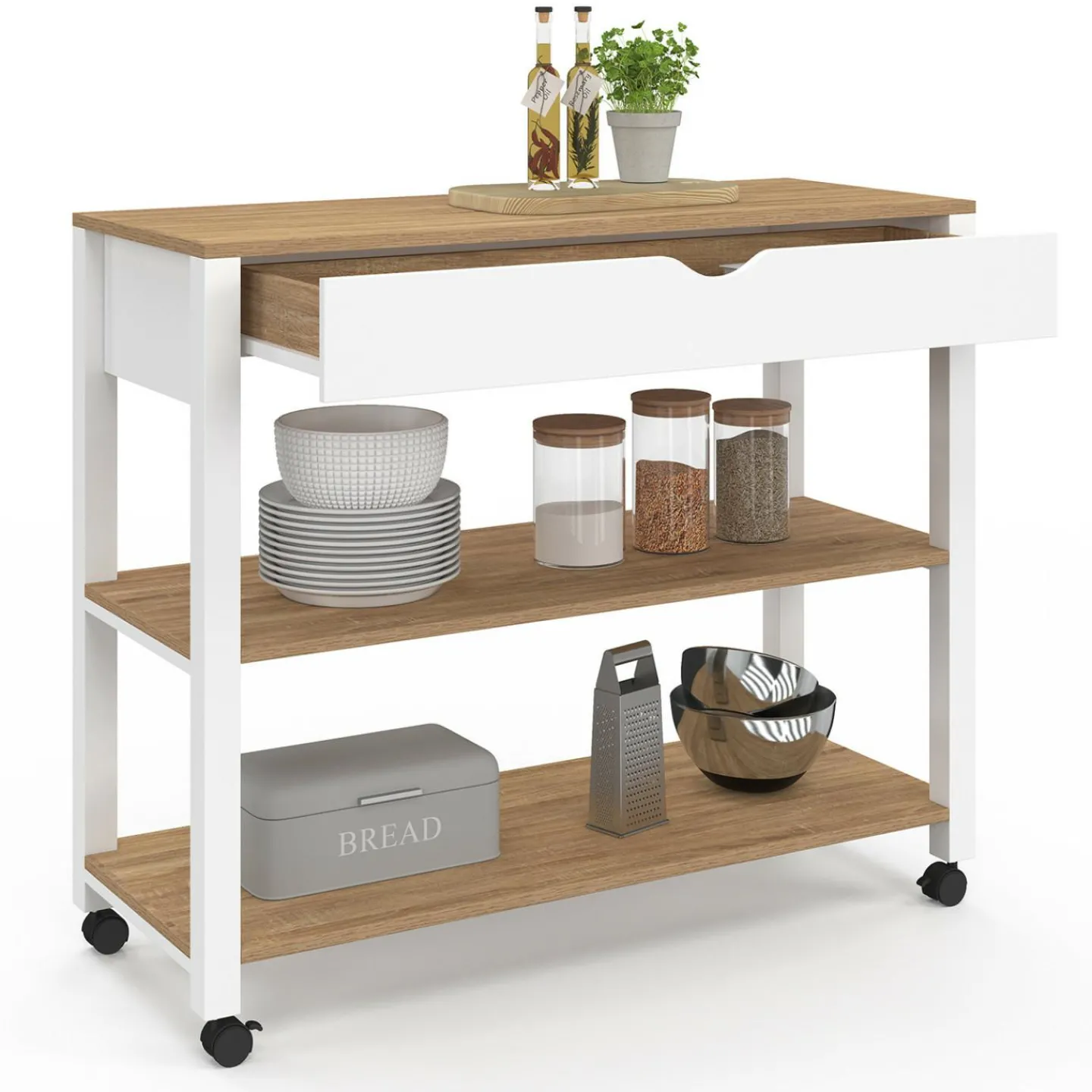 Desserte de cuisine XXL plan de travail 110 cm et tiroir*IDMarket Clearance