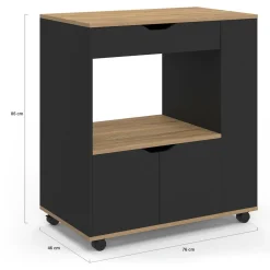 Desserte micro-onde placard tiroir épices noir*IDMarket New