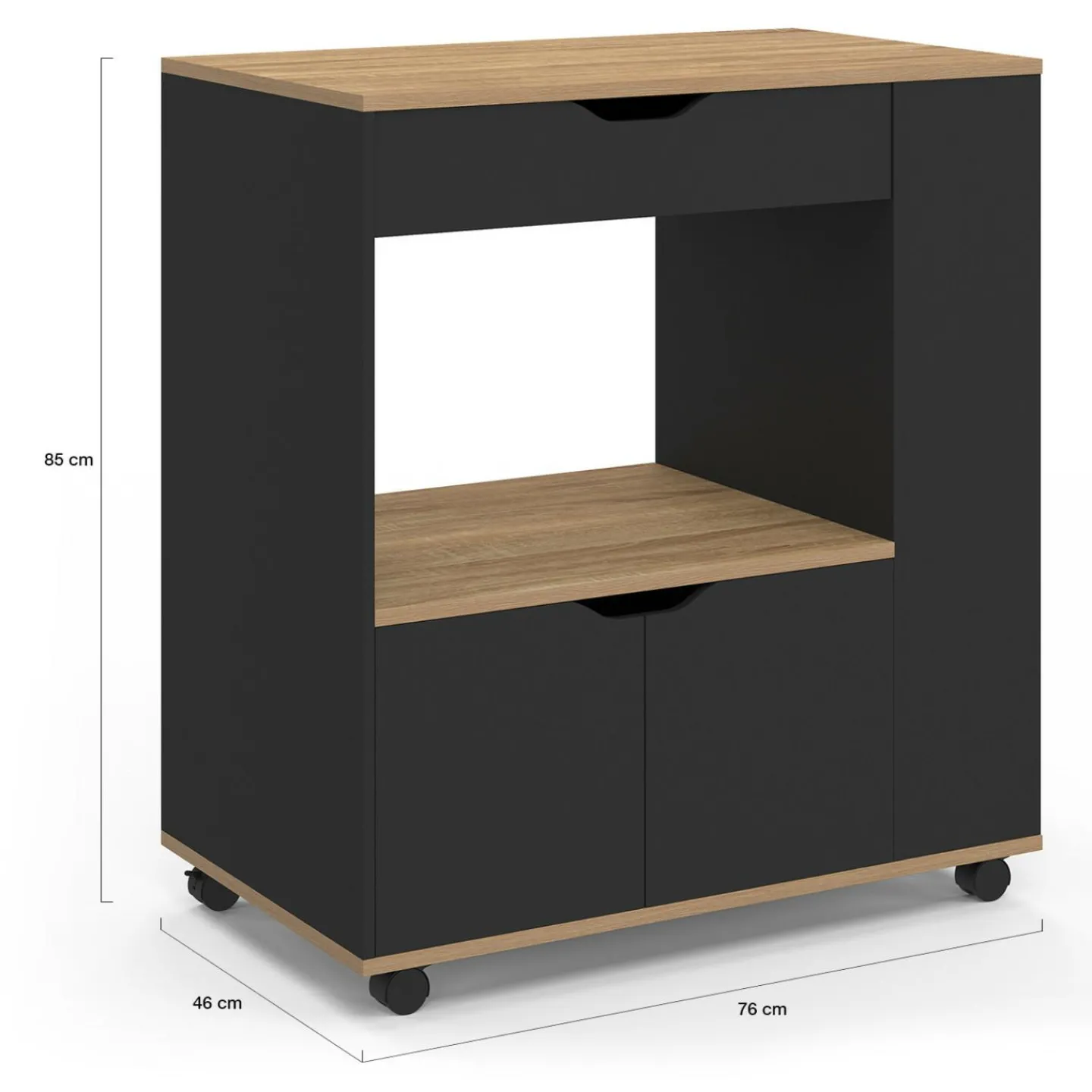 Desserte micro-onde placard tiroir épices noir*IDMarket New