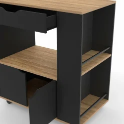 Desserte micro-onde placard tiroir épices noir*IDMarket New