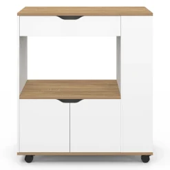 Desserte micro-onde placard tiroir épices blanc*IDMarket Online