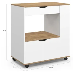 Desserte micro-onde placard tiroir épices blanc*IDMarket Online