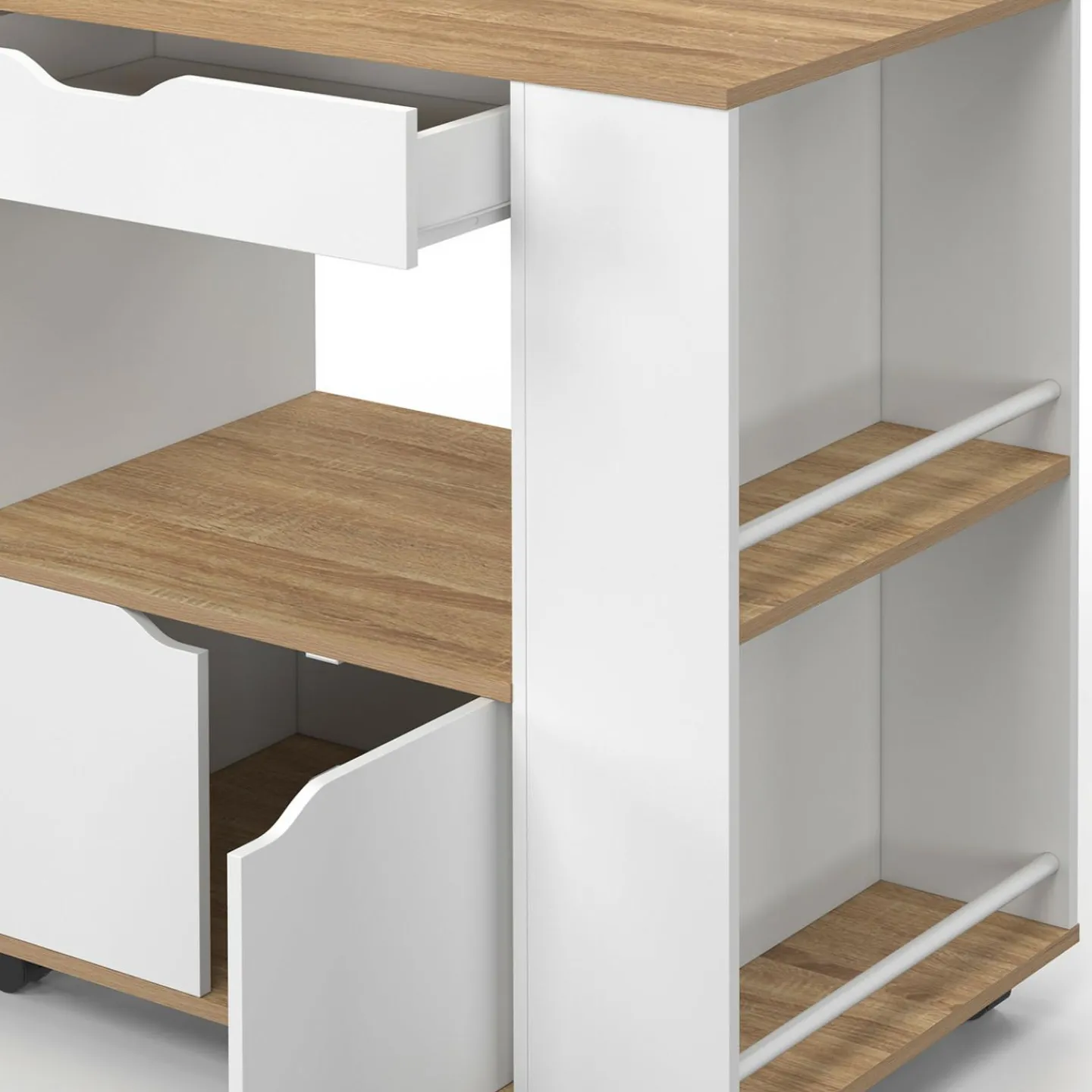 Desserte micro-onde placard tiroir épices blanc*IDMarket Online