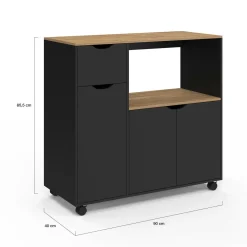 Desserte micro-onde xxl bois noir*IDMarket New