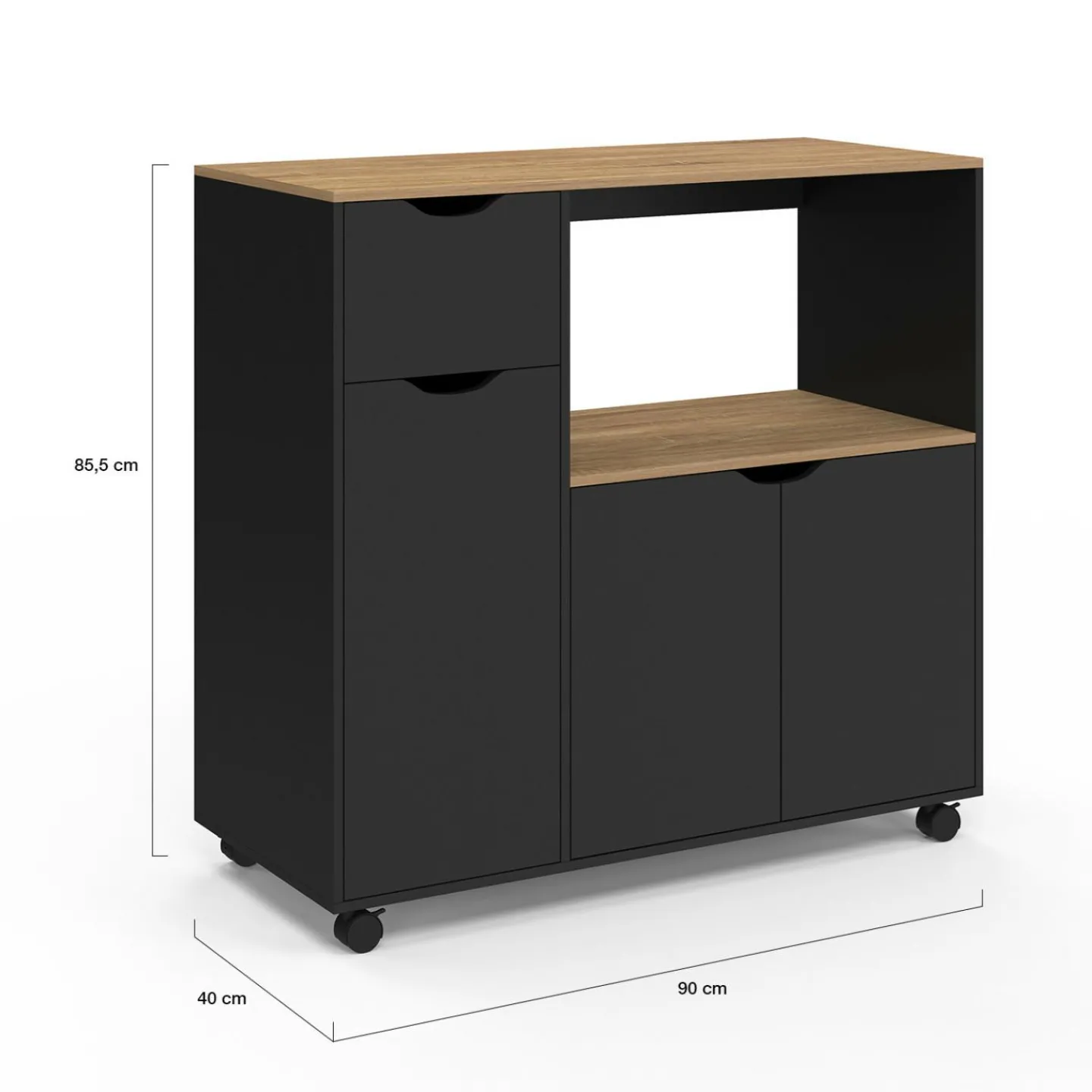 Desserte micro-onde xxl bois noir*IDMarket New