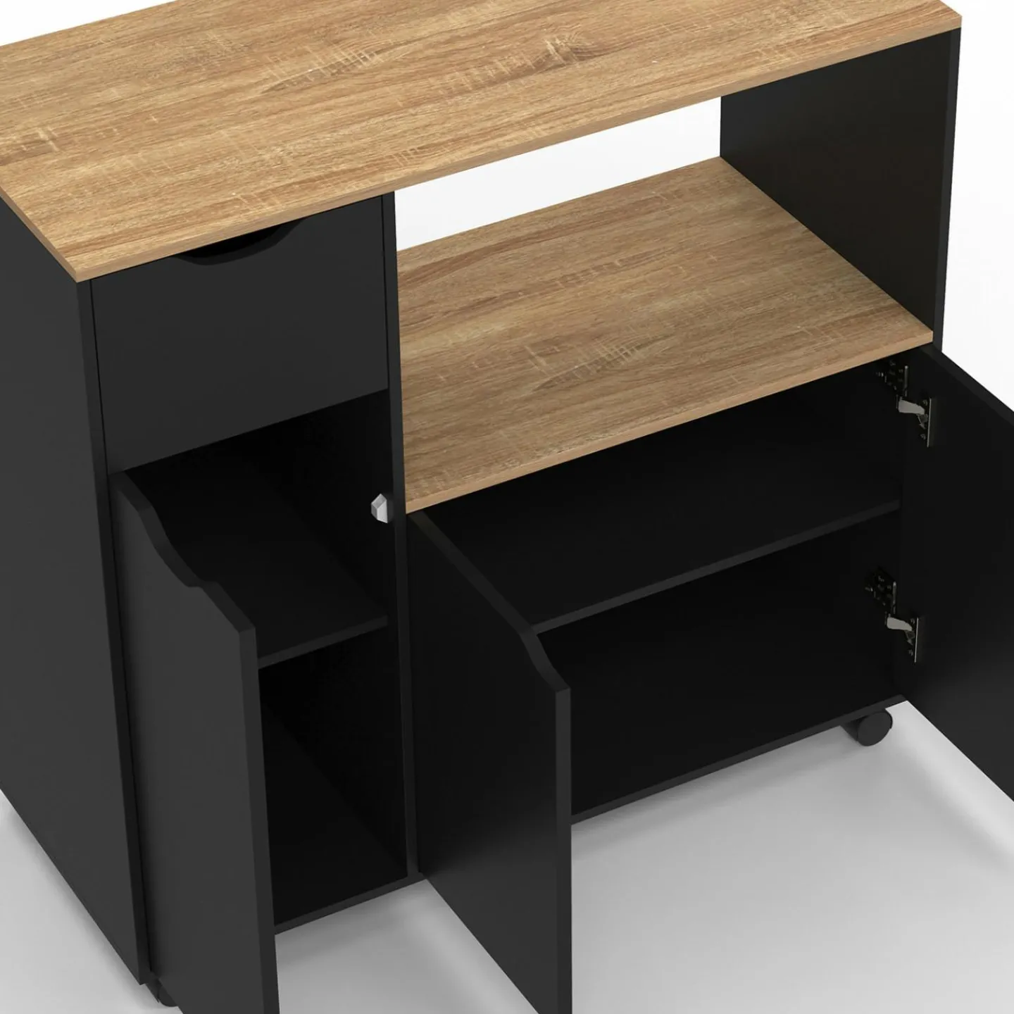 Desserte micro-onde xxl bois noir*IDMarket New