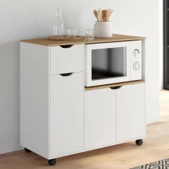 Desserte micro-onde xxl bois blanc*IDMarket Online