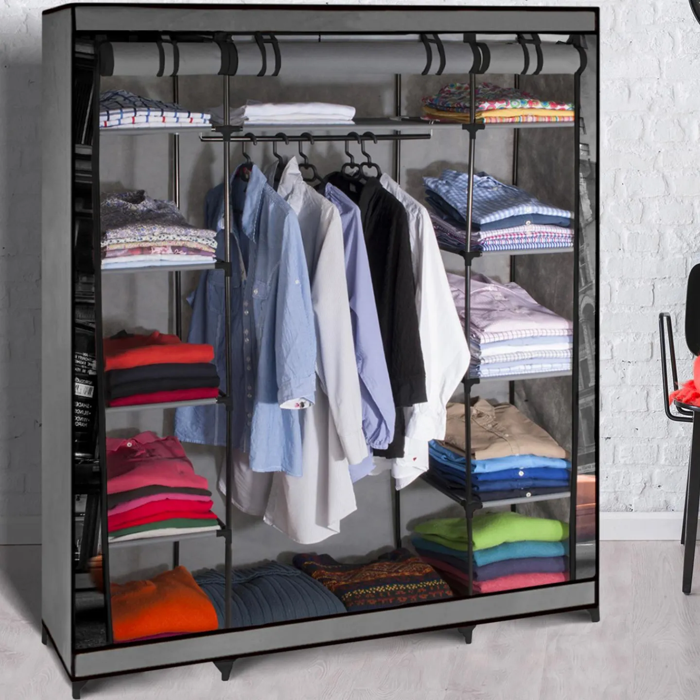 Dressing armoire en tissu imprimé New York*IDMarket Online