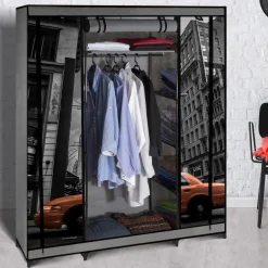 Dressing armoire en tissu imprimé New York*IDMarket Online