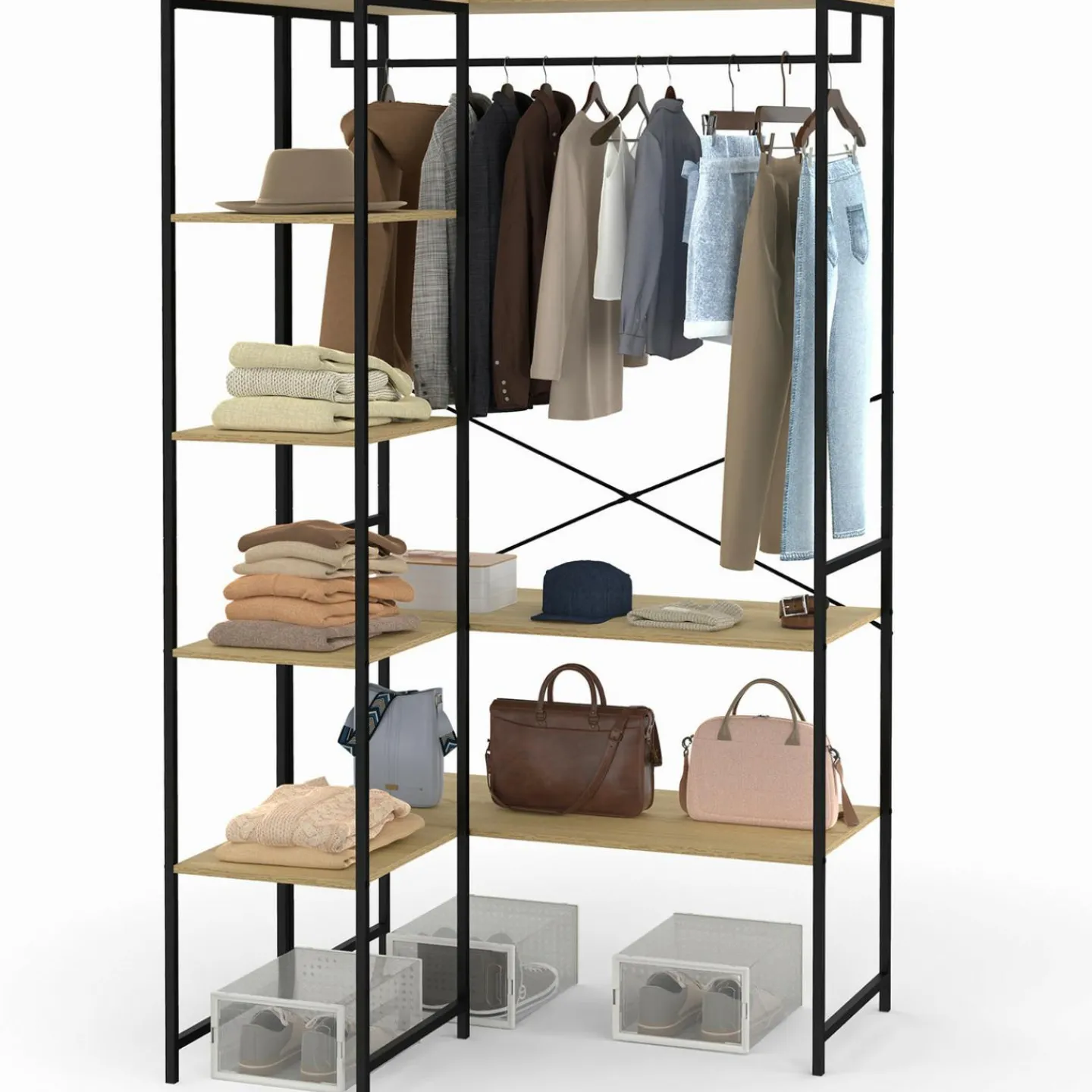 Dressing d'angle double penderie design industriel 123 cm*IDMarket Hot