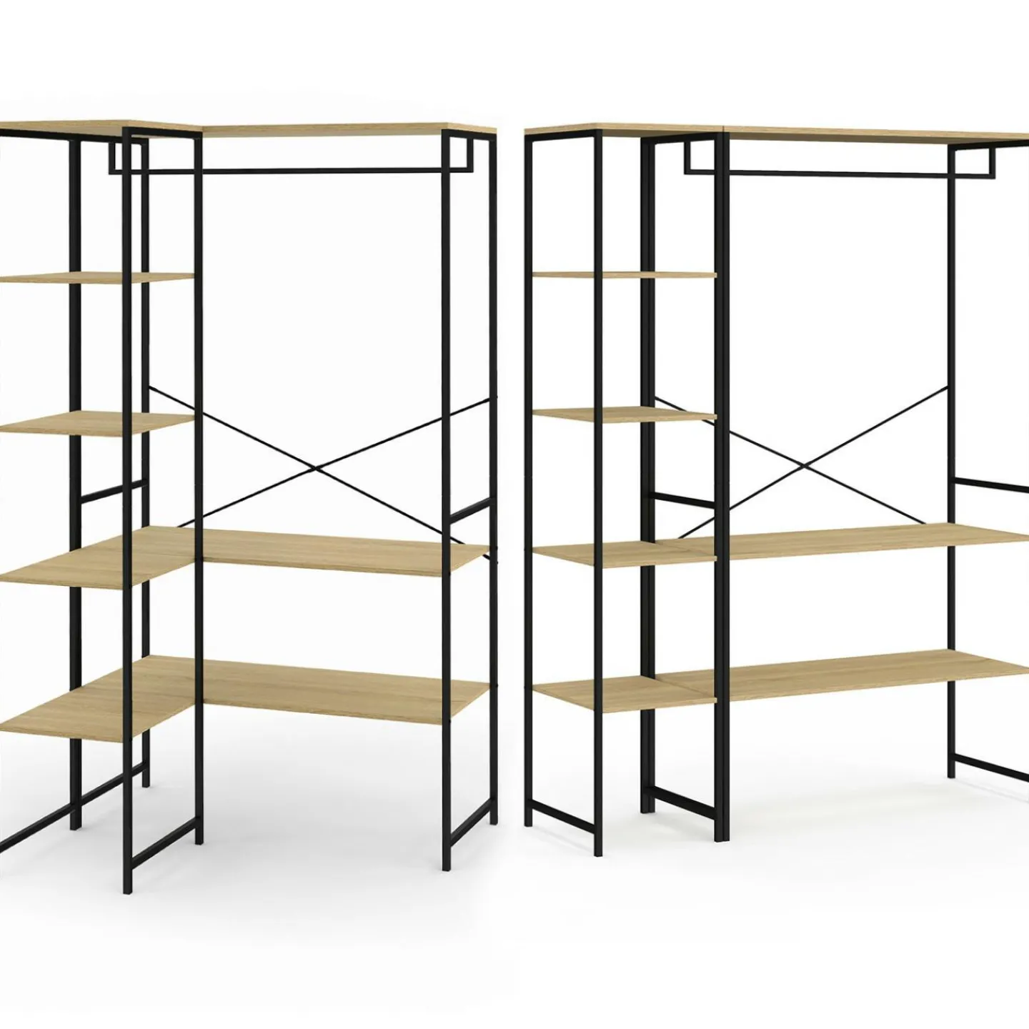 Dressing d'angle double penderie design industriel 123 cm*IDMarket Hot