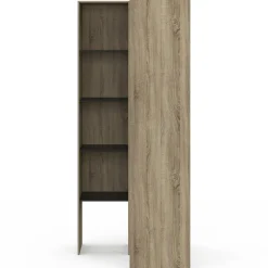 Dressing d'angle modulable L. 90 / 127 cm double penderie + étagères bois et noir*IDMarket Online