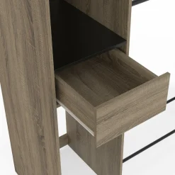 Dressing double penderie L. 110 cm avec étagères + tiroir + rangements à chaussures hêtre et noir*IDMarket