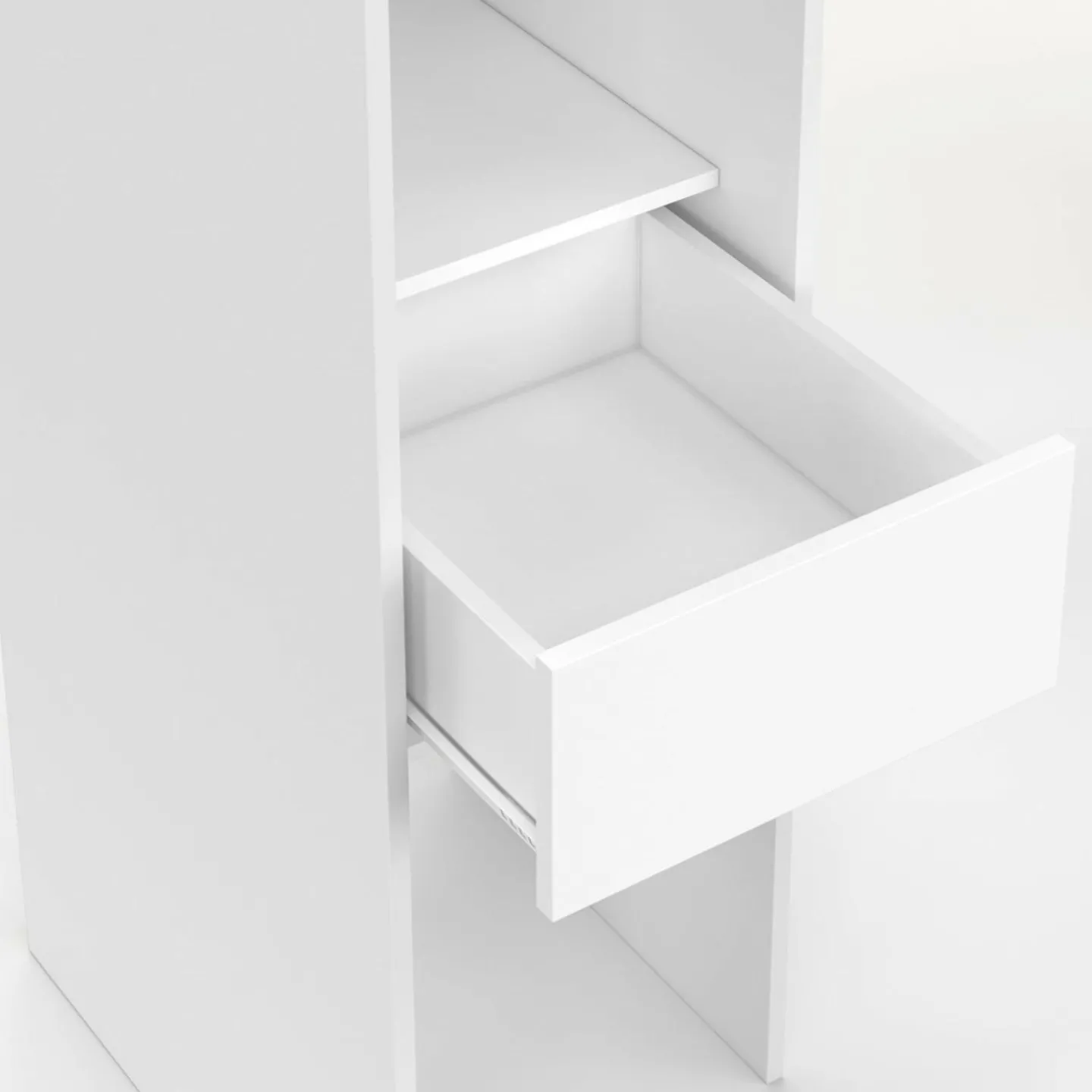 Dressing extensible 145/170 x 50 x 180 cm blanc avec étagères + double penderie + miroir + rideau gris*IDMarket Outlet