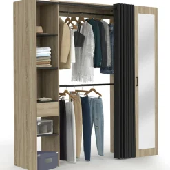 Dressing extensible avec double penderie et rideau noir*IDMarket Best