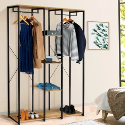 Dressing industriel 120 cm métal noir et bois*IDMarket Clearance